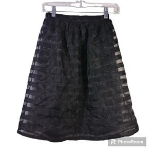 Painted Threads Black Striped Organza A Line Skirt Size XS